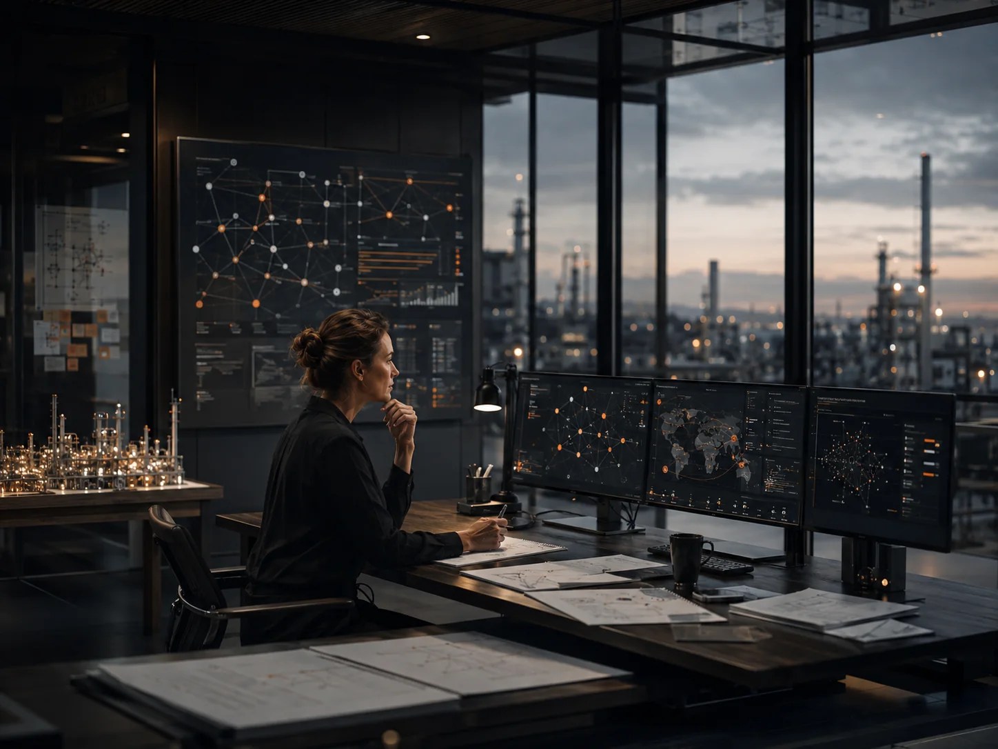 Analyst evaluates infrastructure models and operational analytics in an engineering workspace.